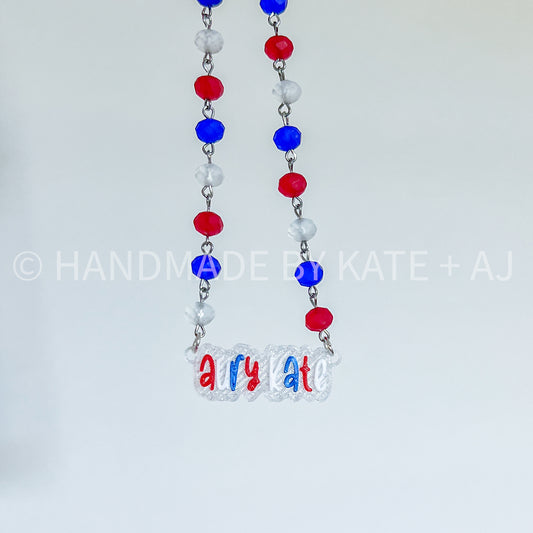 Red, White, & Blue Name Necklace Charm