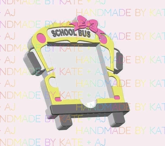 School Bus W Bow Sticky Note Holder