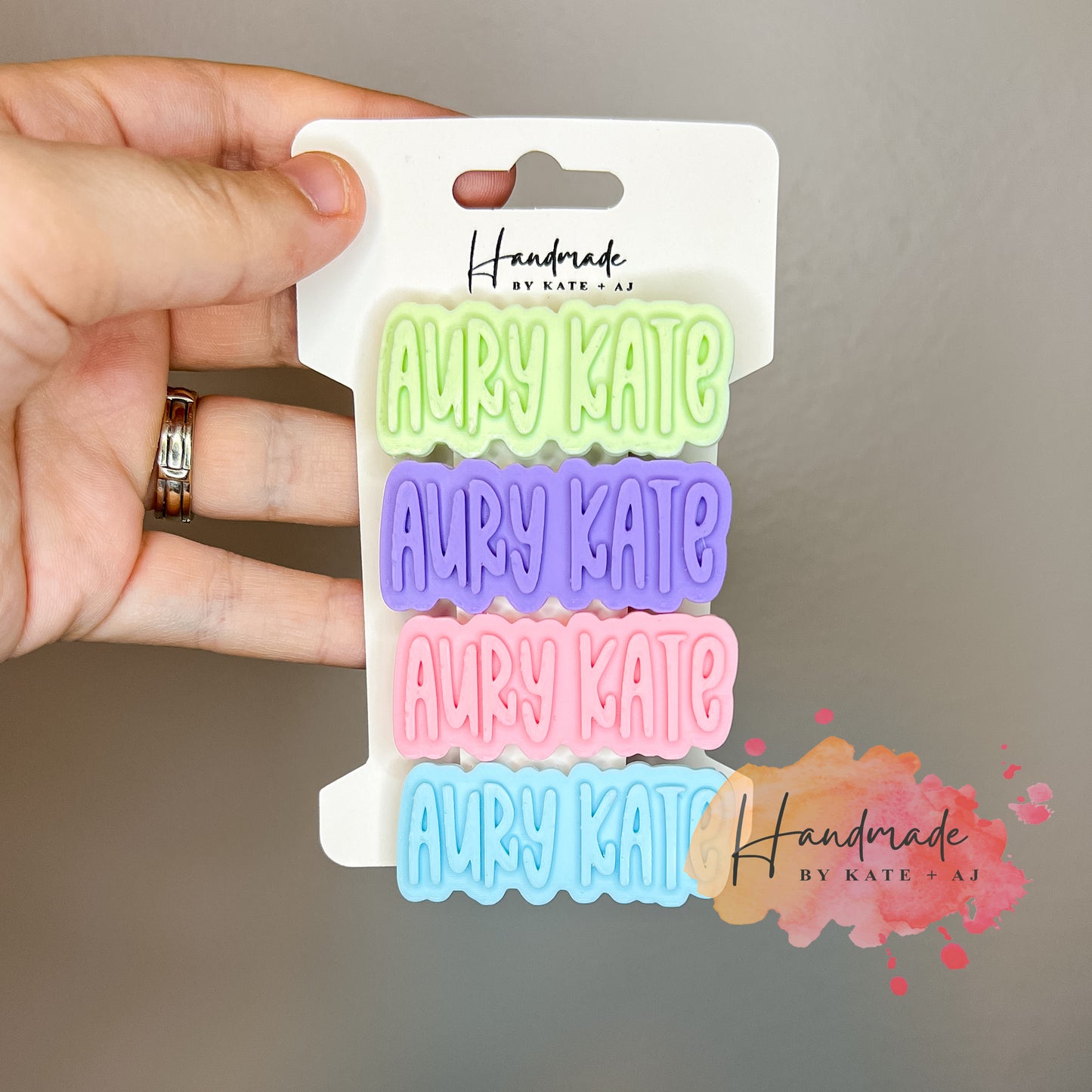 Personalized Pastel Single Clips - Pack of 4