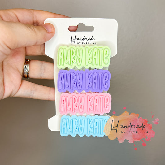 Personalized Pastel Barrette Clips - Pack of 4