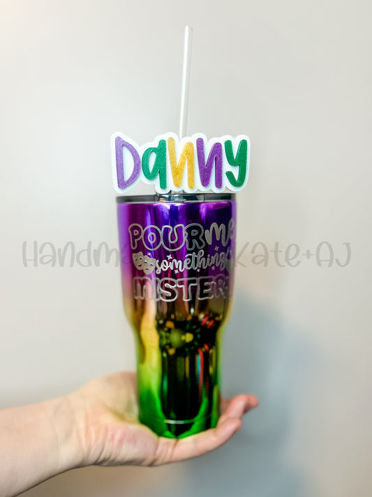 Mardi Gras Straw Topper