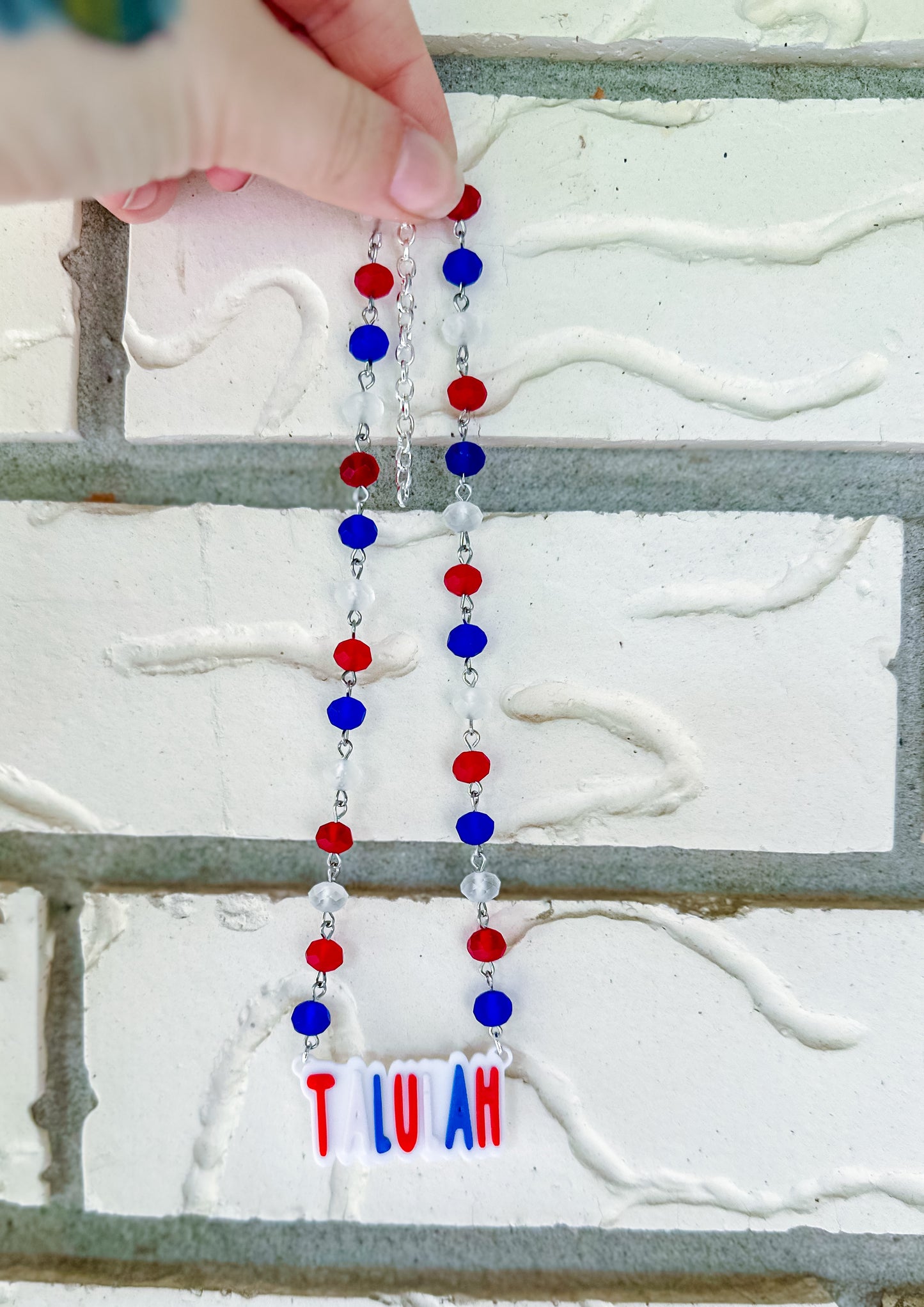 Red, White, & Blue Name Necklace Charm