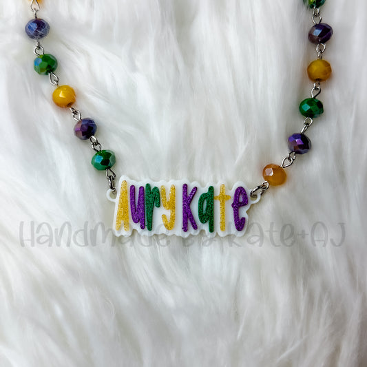 Mardi Gras Name Necklace Pendant
