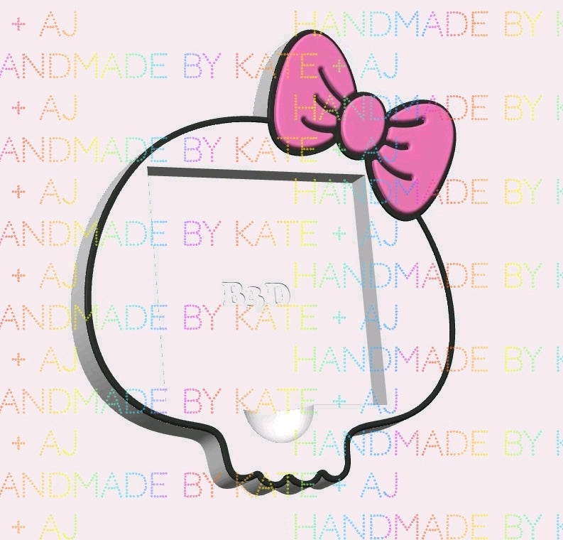 Skull W Bow Sticky Note Holder